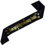 Nauczyciel dyplomowany + imię - czarna szarfa ze złotym nadrukiem