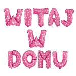 WITAJ W DOMU - zestaw balonów różowe w serca 