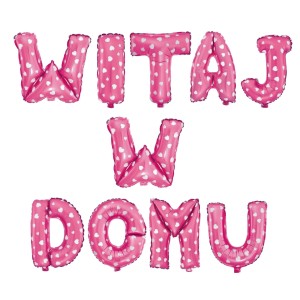 WITAJ W DOMU - zestaw balonów różowe w serca 