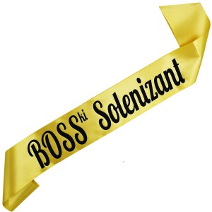 Boss-ki Solenizant - złota szarfa z czarnym nadrukiem