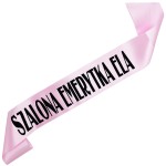 Szalona Emerytka + imię - jasnoróżowa szarfa z czarnym nadrukiem