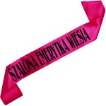 Szalona Emerytka + imię - fuksjowa szarfa z czarnym nadrukiem