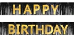 Baner urodzinowy Happy Birthday frędzle czarno-złoty 200cm