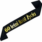 60-letni Król Życia - czarna szarfa ze złotym nadrukiem