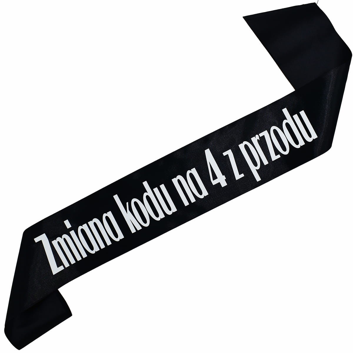 Zmiana kodu na 4 z przodu - czarna szarfa z białym nadrukiem