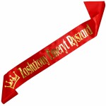 Zasłużony Emeryt + imię - czerwona szarfa ze złotym nadrukiem