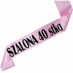 Szalona 40 stka - jasnoróżowa szarfa z czarnym nadrukiem 