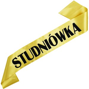 Studniówka - złota szarfa z czarnym napisem