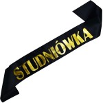 Studniówka - czarna szarfa ze złotym napisem