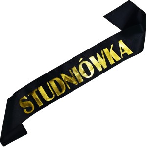 Studniówka - czarna szarfa ze złotym napisem