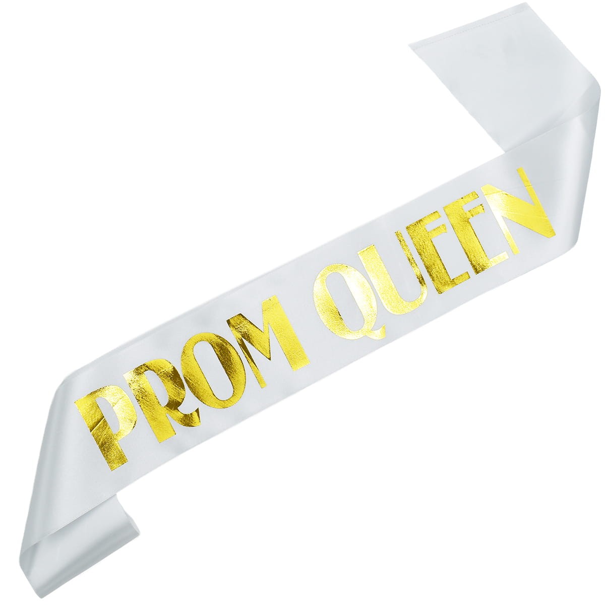 Prom Queen - szarfa w kolorze białym ze złotym nadrukiem