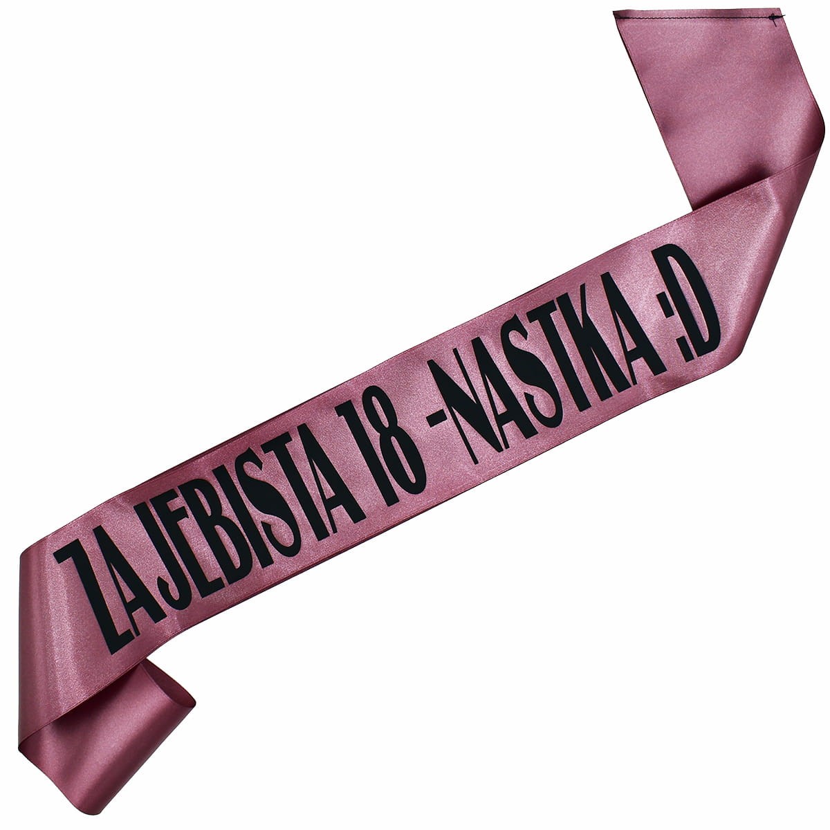 Zajebista 18-nastka :D - ciemno różowo-złota szarfa z czarnym nadrukiem