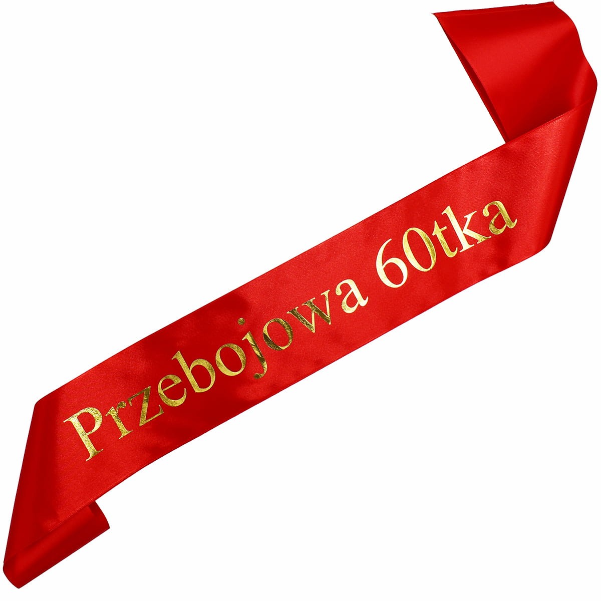 Przebojowa 60tka - czerwona szarfa ze złotym nadrukiem