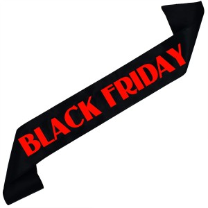 Black Friday - czarna szarfa z czerwonym nadrukiem