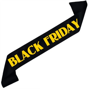 Black Friday - czarna szarfa z żółtym nadrukiem