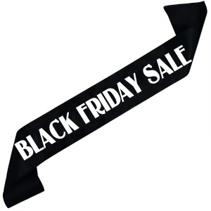 Black Friday Sale - czarna szarfa z białym nadrukiem