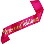 Wzorowa Teściowa - fuksjowa szarfa ze złotym nadrukiem