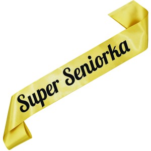 Super Seniorka - złota szarfa z czarnym nadrukiem