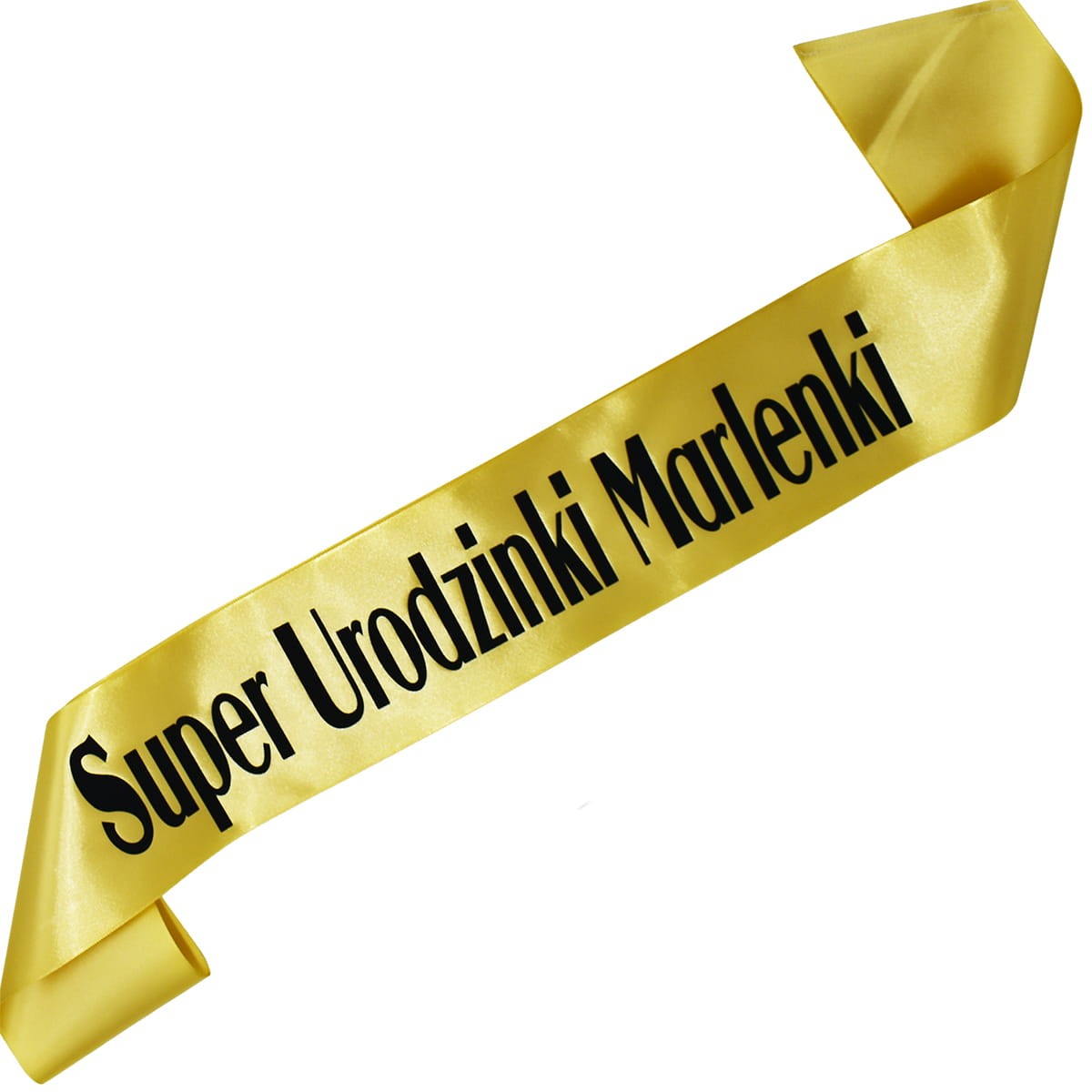 Super Urodzinki + imię - złota szarfa z czarnym nadrukiem