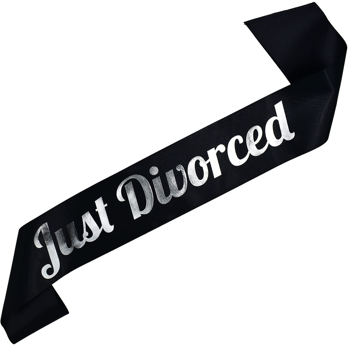 Just Divorced - czarna szarfa ze srebrnym nadrukiem