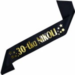 30-tka z dowolnym imieniem - czarna szarfa ze złotym nadrukiem
