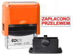 Pieczątka Zapłacono przelewem C20 - neonowo pomarańczowa