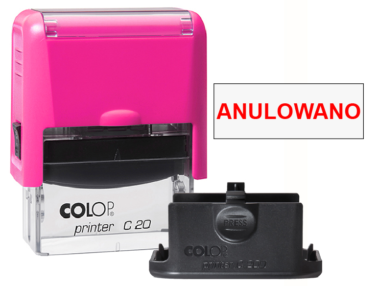 Pieczątka Anulowano C20 - neonowo różowa