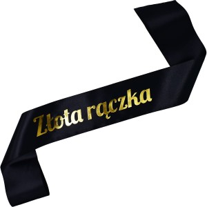 Złota rączka - czarna szarfa ze złotym nadrukiem