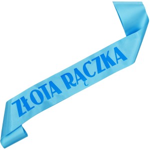 Złota rączka - błękitna szarfa z niebieskim nadrukiem