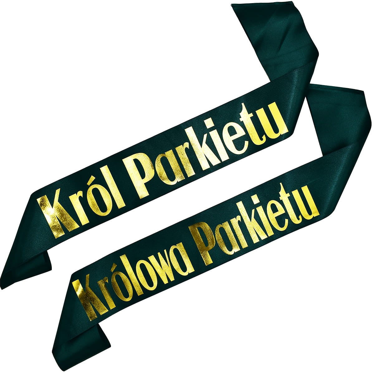 Zestaw szarf Król i Królowa Parkietu - złoty nadruk na zieleni butelkowej