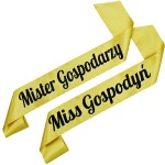 Zestaw złotych szarf Miss Gospodyń i Mister Gospodarzy