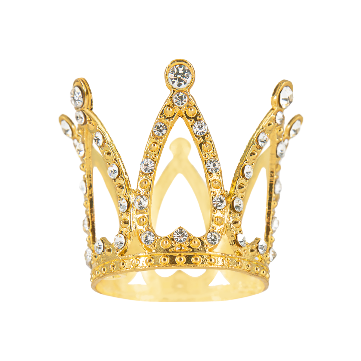 Korona złota ze srebrnymi kryształkami 3cm - dekoracja na tort