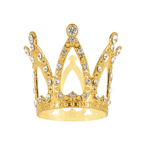 Korona złota ze srebrnymi kryształkami 3cm - dekoracja na tort 