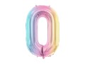 Balon foliowy Cyfra 0, 86cm, pastelowy tęczowy XL