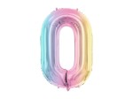 Balon foliowy Cyfra 0, 86cm, pastelowy tęczowy XL