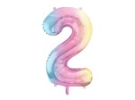 Balon foliowy Cyfra 2, 86cm, pastelowy tęczowy XL