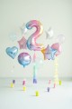 Balon foliowy Cyfra 2, 86cm, pastelowy tęczowy XL