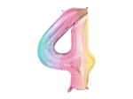 Balon foliowy Cyfra 4, 86cm, pastelowy tęczowy XL
