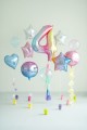 Balon foliowy Cyfra 4, 86cm, pastelowy tęczowy XL