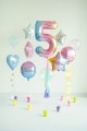 Balon foliowy Cyfra 5, 86cm, pastelowy tęczowy XL