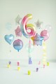 Balon foliowy Cyfra 6, 86cm, pastelowy tęczowy XL