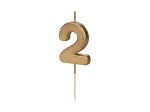 Świeczka urodzinowa Cyferka 2, 4.5 cm, złoty