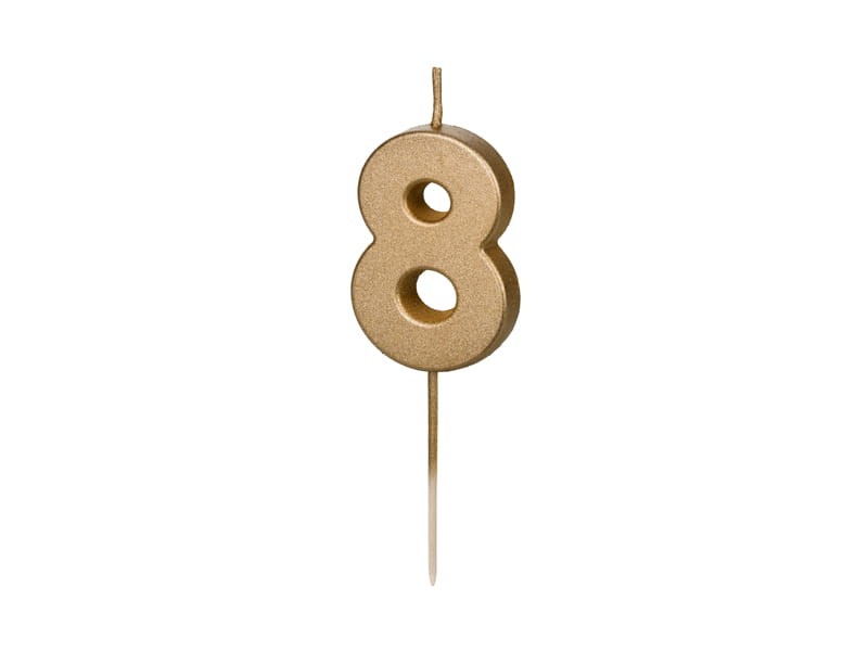 Świeczka urodzinowa Cyferka 8, 4.5 cm, złoty