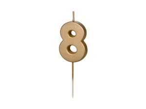 Świeczka urodzinowa Cyferka 8, 4.5 cm, złoty