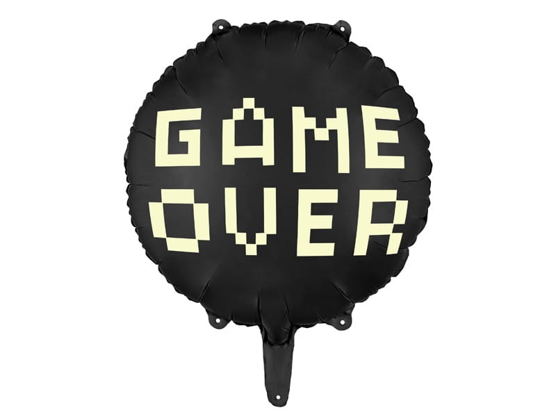Balon foliowy Game Over, 45 cm, czarny