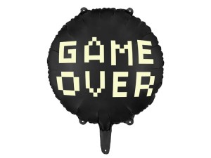 Balon foliowy Game Over, 45 cm, czarny