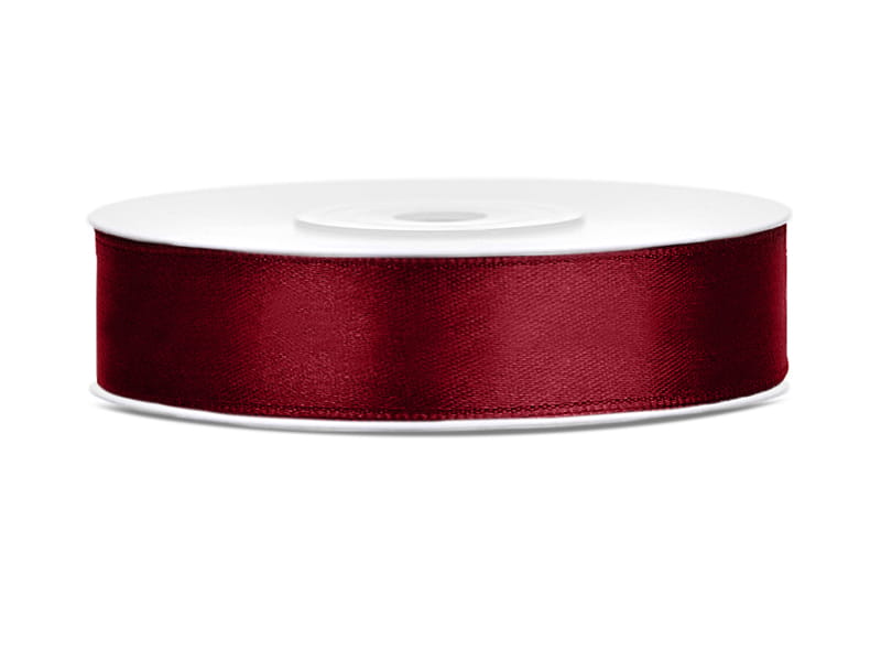 Tasiemka satynowa, bordo, 12mm/25m