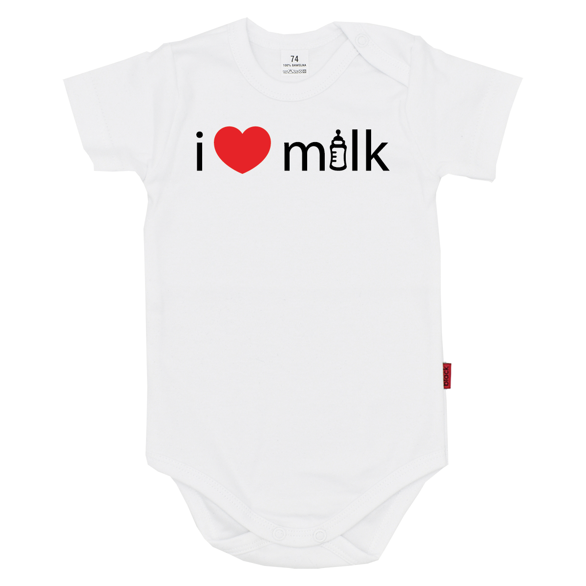 i love milk białe body dziecięce na krótki rękaw