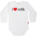 i love milk białe body dziecięce na długi rękaw