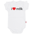 i love milk białe body z falbanką na krótki rękaw